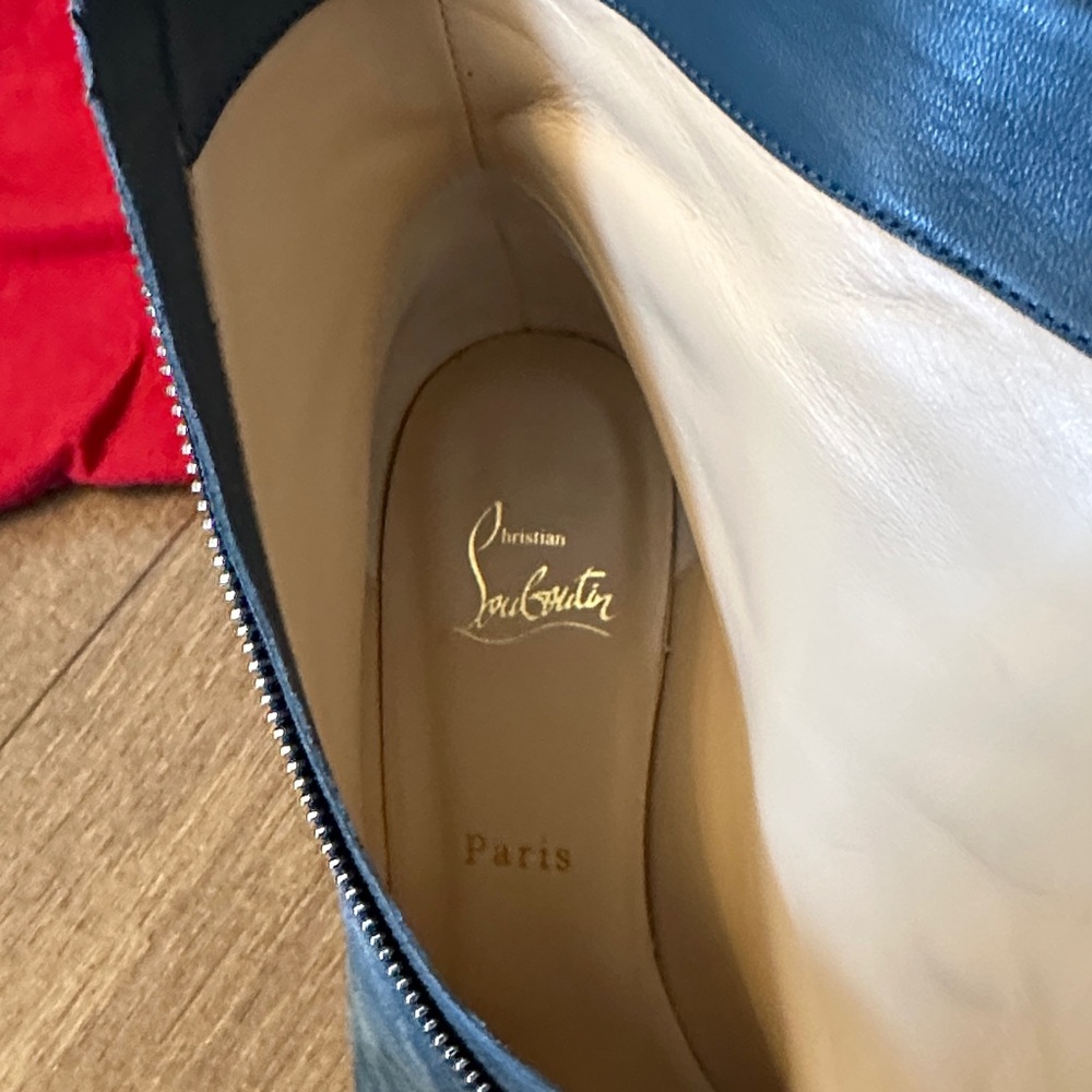 Christian Louboutin Blue Suede Heeled Boots - Picture 4 of 8